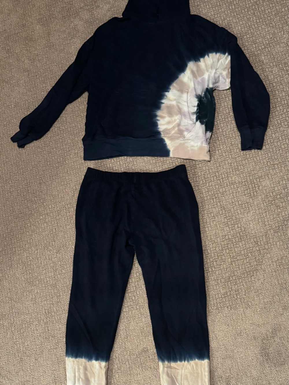 Monrow Tie-Dye Hoodie & Jogger Set - Navy